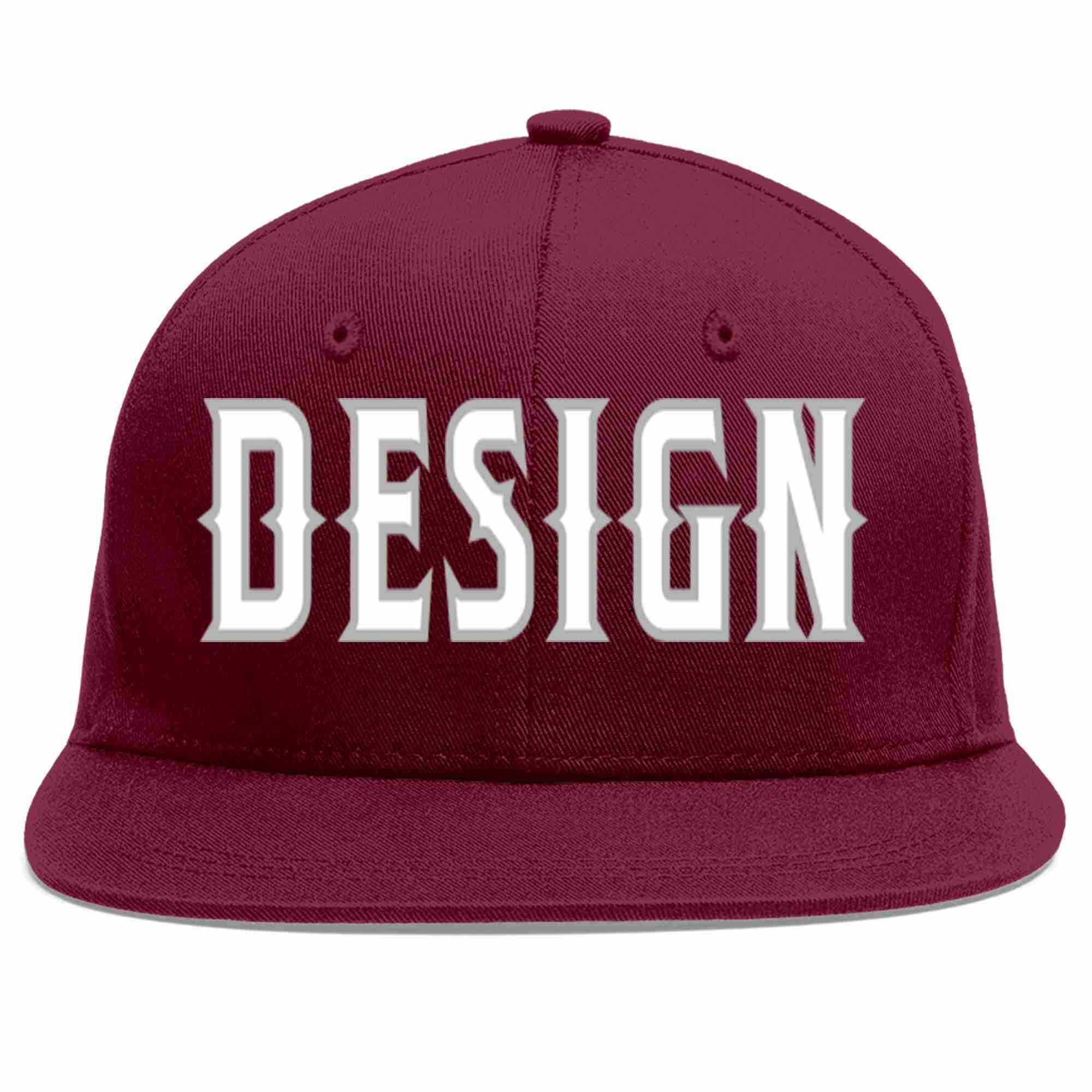 Custom Crimson White-Gray Flat Eaves Sport Baseball Cap Design for Men/Women/Youth