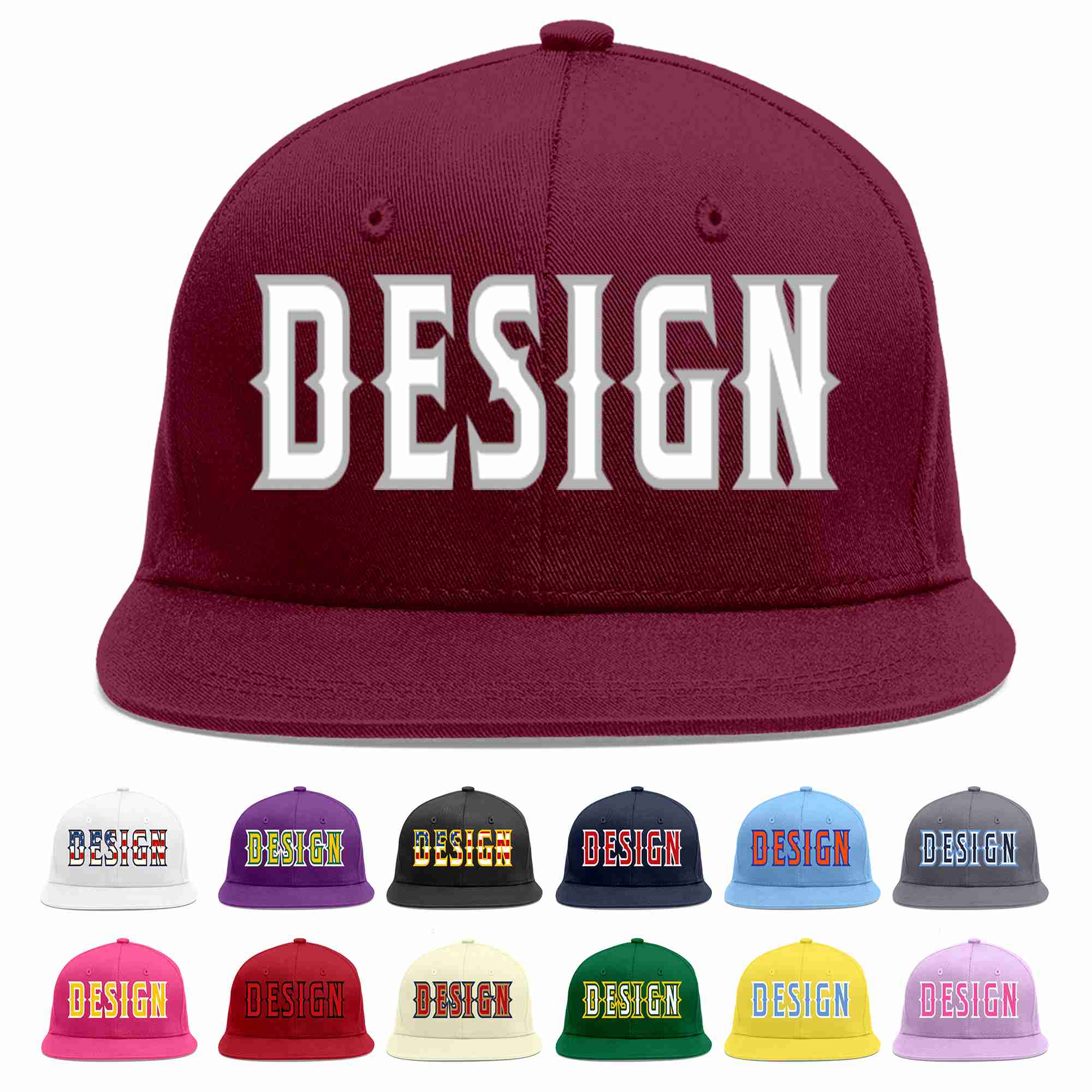 Custom Crimson White-Gray Flat Eaves Sport Baseball Cap Design for Men/Women/Youth