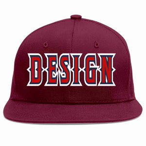 Conception personnalisée de casquette de baseball de sport à avant-toit plat rouge cramoisi-marine pour hommes/femmes/jeunes