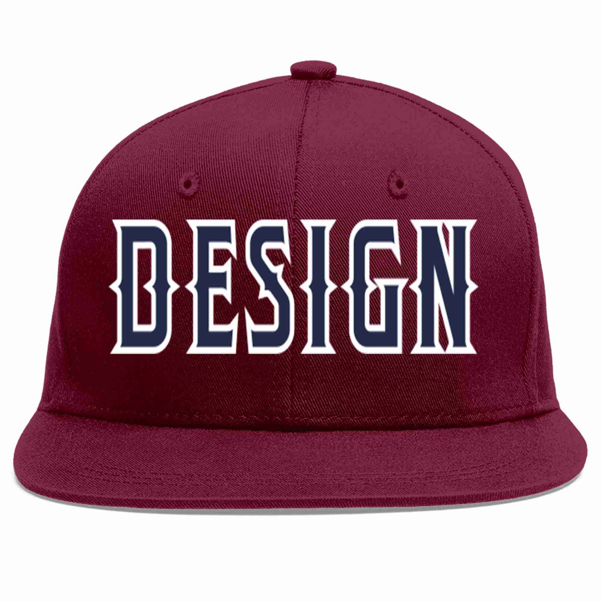 Custom Crimson Navy-White Flat Eaves Sport Baseball Cap Design for Men/Women/Youth