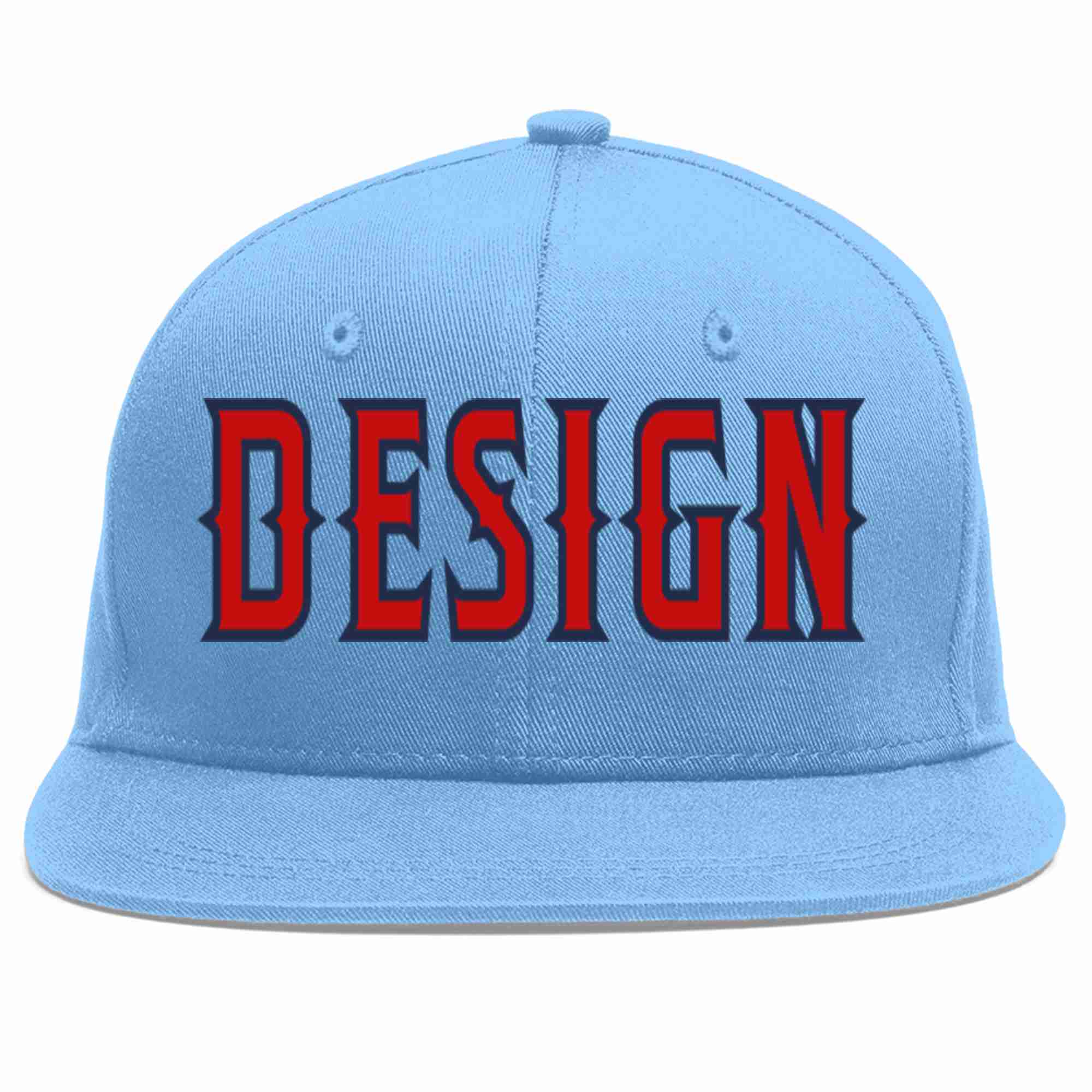 Conception personnalisée de casquette de baseball de sport à avant-toit plat bleu clair rouge-marine pour hommes/femmes/jeunes