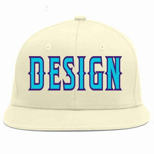 Conception personnalisée de casquette de baseball de sport à avant-toit plat bleu clair-violet crème pour hommes/femmes/jeunes