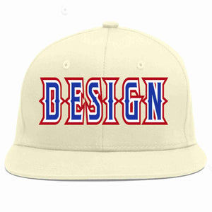 Conception personnalisée de casquette de baseball de sport à Eaves plates Royal-White crème personnalisée pour hommes/femmes/jeunes