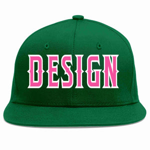 Custom Green Pink-White Flat Eaves Sport Baseball Cap Design for Men/Women/Youth