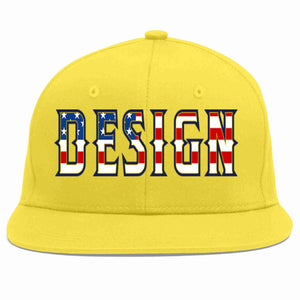 Custom Light Gold Vintage USA Flag-Gold Flat Eaves Sport Baseball Cap Design for Men/Women/Youth