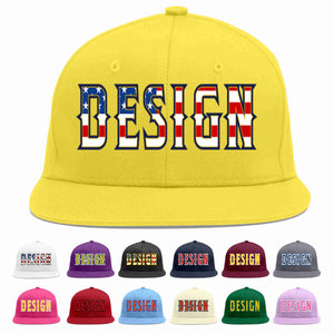 Custom Light Gold Vintage USA Flag-Gold Flat Eaves Sport Baseball Cap Design for Men/Women/Youth