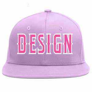 Custom Light Purple Pink-White Flat Eaves Sport Baseball Cap Design for Men/Women/Youth