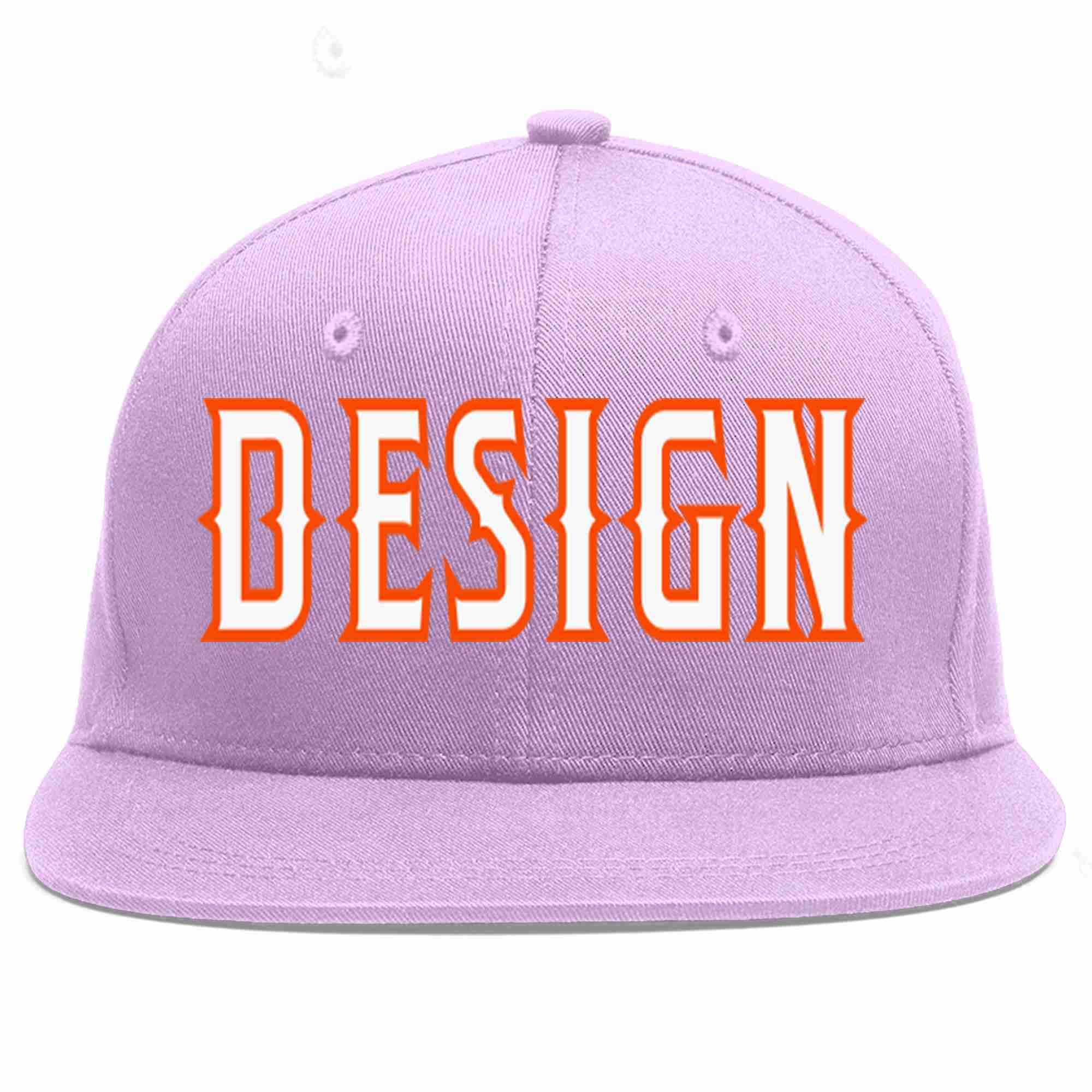 Conception personnalisée de casquette de baseball de sport à avant-toit plat violet clair blanc-orange pour hommes/femmes/jeunes