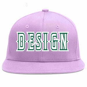 Conception personnalisée de casquette de baseball de sport à avant-toit plat violet clair blanc-vert Kelly pour hommes/femmes/jeunes