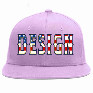 Custom Light Purple Vintage USA Flag-Gold Flat Eaves Sport Baseball Cap Design for Men/Women/Youth