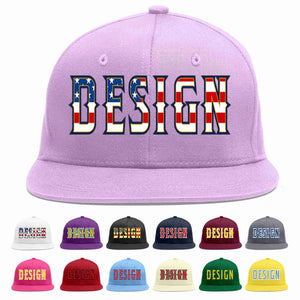 Custom Light Purple Vintage USA Flag-Gold Flat Eaves Sport Baseball Cap Design for Men/Women/Youth