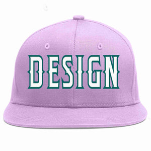 Conception personnalisée de casquette de baseball de sport à avant-toit plat violet clair blanc-aqua pour hommes/femmes/jeunes