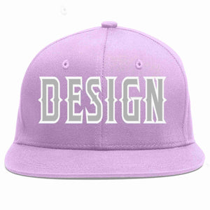 Conception personnalisée de casquette de baseball de sport à avant-toit plat violet clair gris-blanc pour hommes/femmes/jeunes