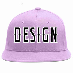 Conception personnalisée de casquette de baseball de sport à avant-toit plat violet clair noir-blanc pour hommes/femmes/jeunes