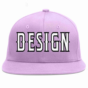 Custom Light Purple White-Black Flat Eaves Sport Baseball Cap Design for Men/Women/Youth