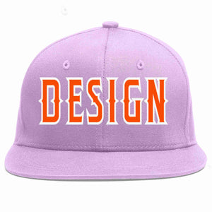 Conception personnalisée de casquette de baseball de sport à avant-toit plat violet clair orange-blanc pour hommes/femmes/jeunes