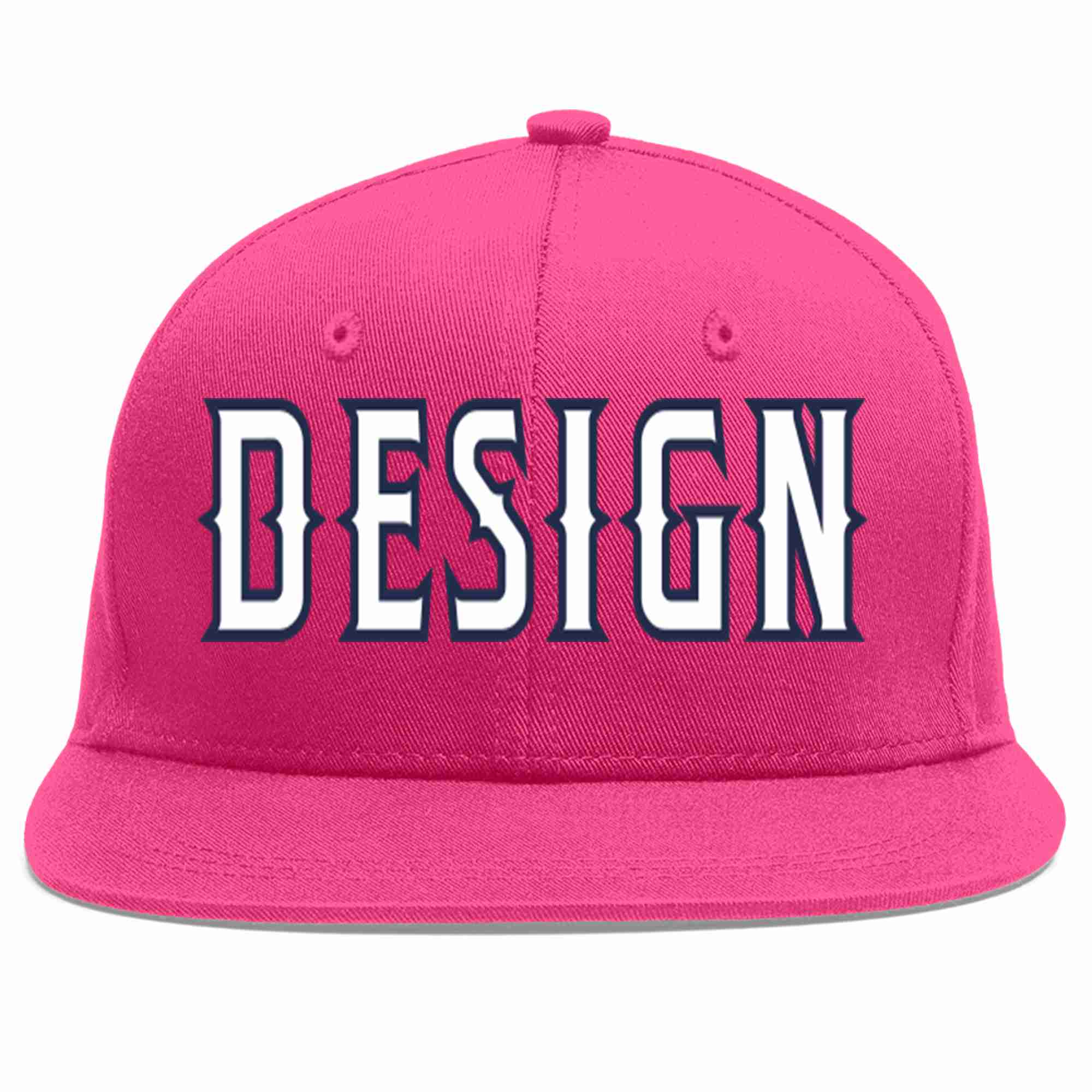 Custom Rose Red White-Navy Flat Eaves Sport Baseball Cap Design for Men/Women/Youth