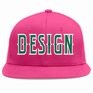 Casquette de baseball personnalisée Rose rouge Kelly vert-blanc, Design plat pour hommes/femmes/jeunes