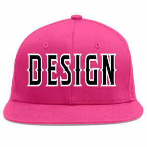 Conception personnalisée de casquette de baseball de sport à avant-toit plat rose rouge noir-blanc pour hommes/femmes/jeunes