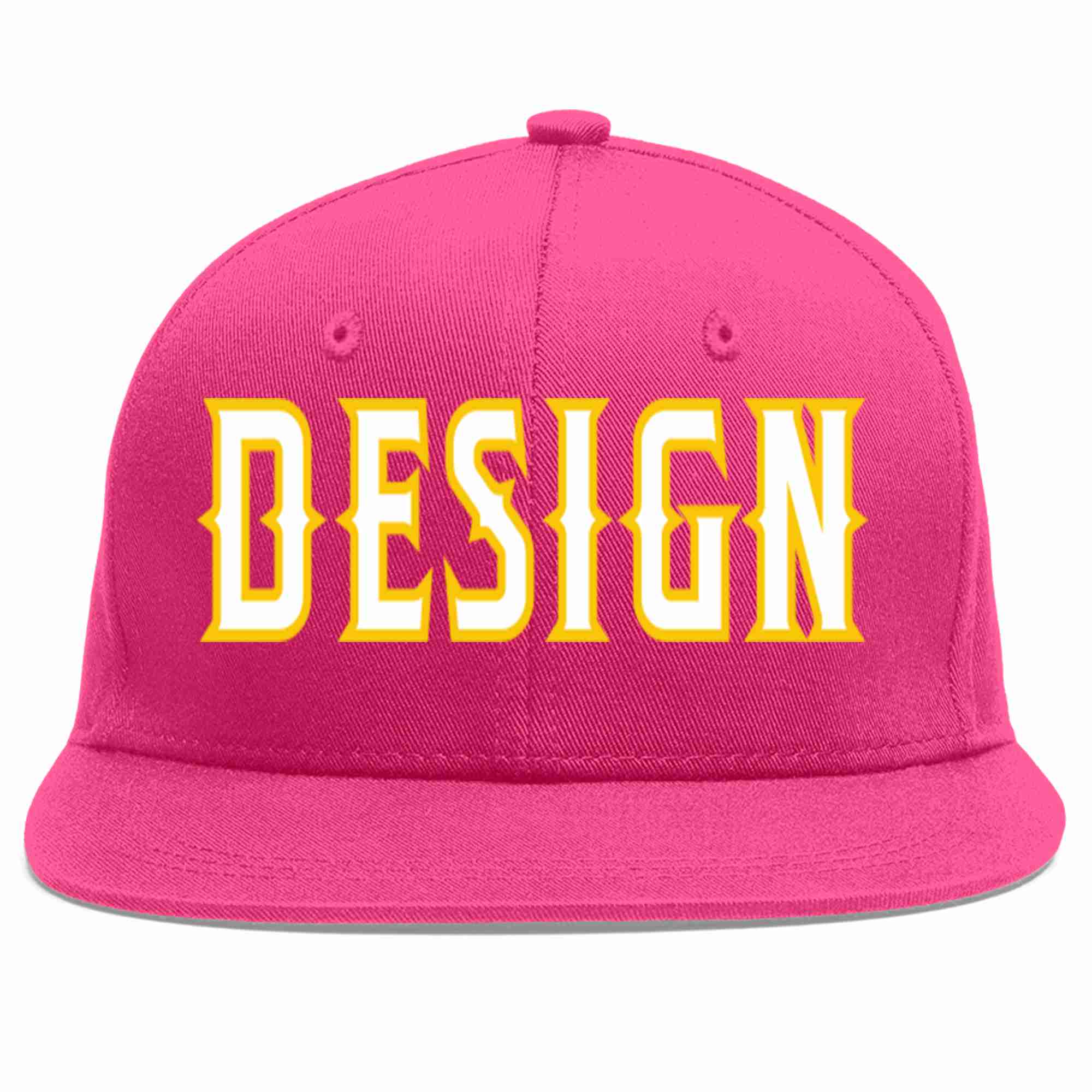 Custom Rose Red White-Gold Flat Eaves Sport Baseball Cap Design for Men/Women/Youth