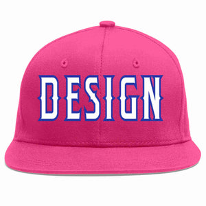 Custom Rose Red White-Royal Flat Eaves Sport Baseball Cap Design for Men/Women/Youth