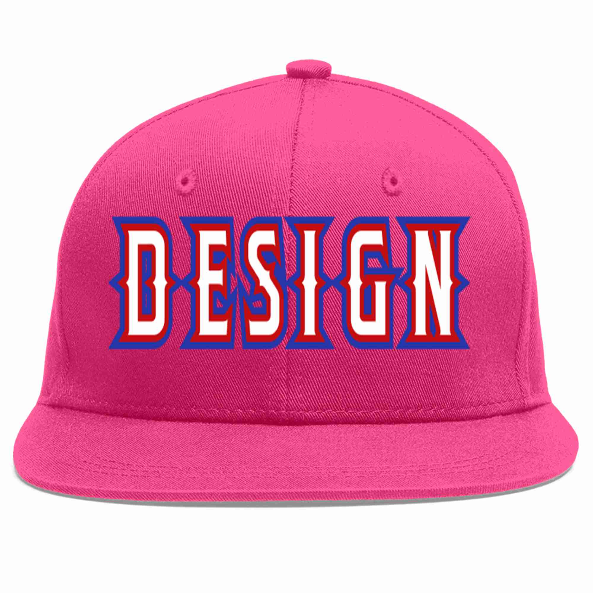 Conception personnalisée de casquette de baseball de sport à avant-toit plat rose rouge blanc-rouge pour hommes/femmes/jeunes