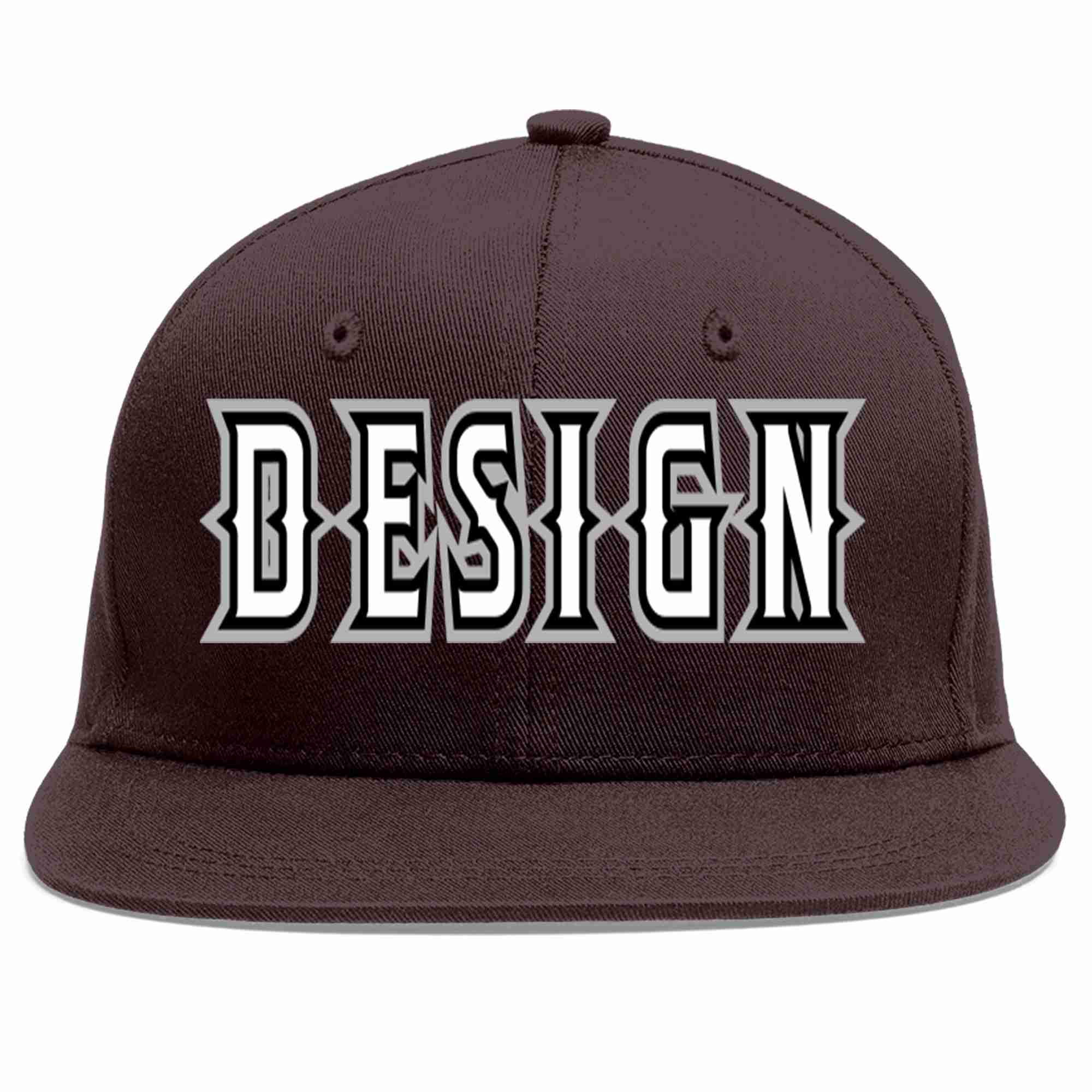 Custom Brown White-Black Flat Eaves Sport Baseball Cap Design for Men/Women/Youth