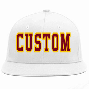 Custom White Crimson-Gold Casual Sport Baseball Cap