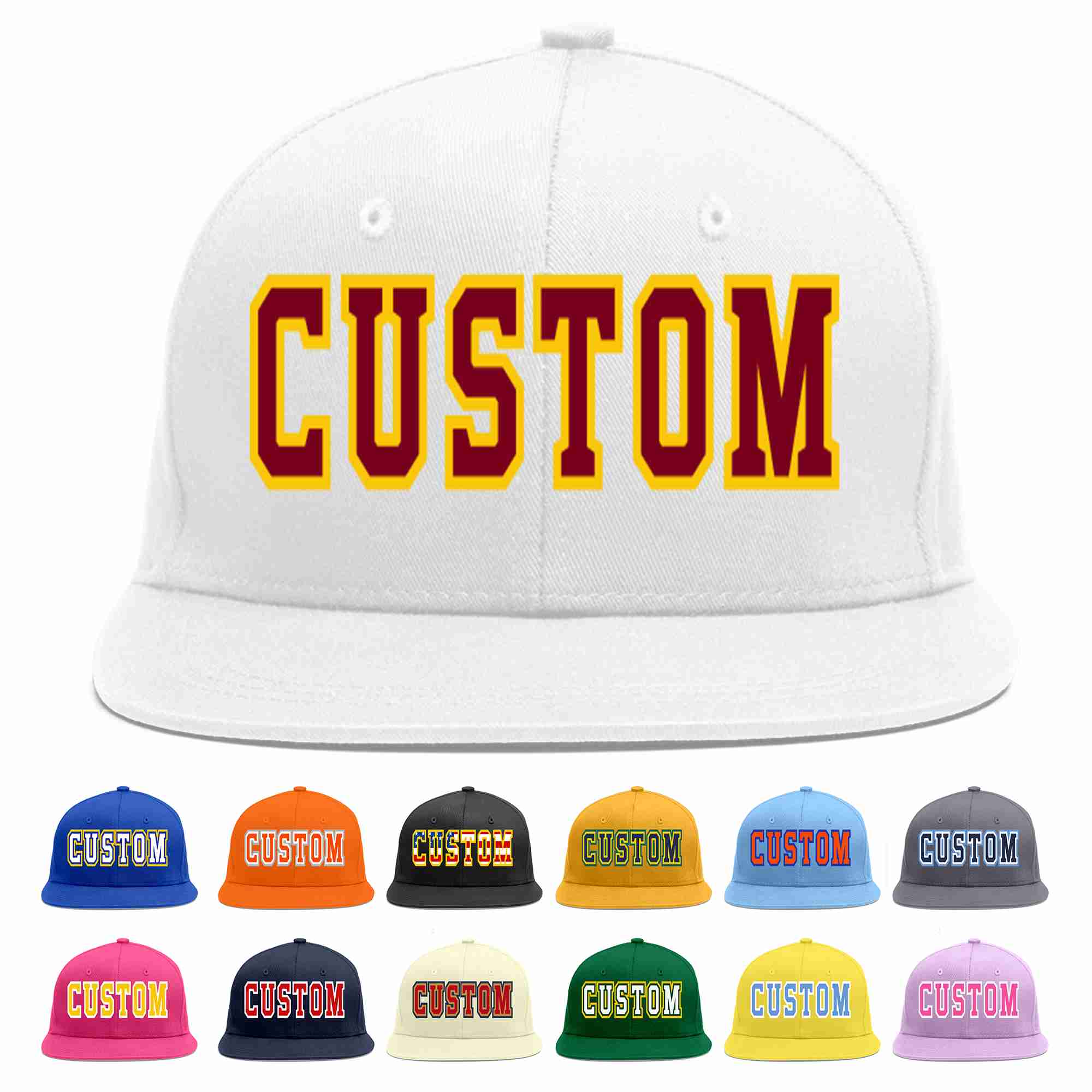 Custom White Crimson-Gold Casual Sport Baseball Cap