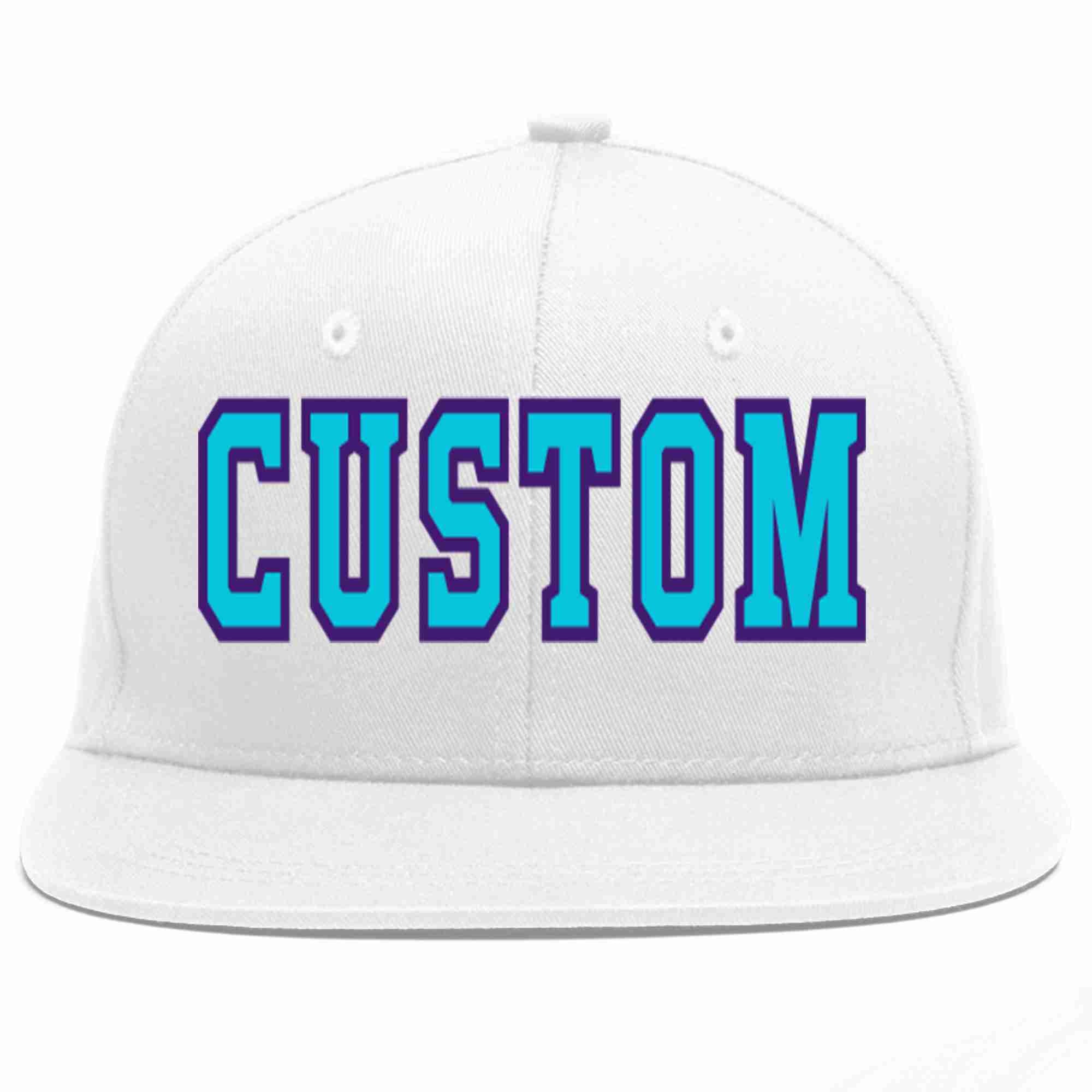 Custom White Light Blue-purple Casual Sport Baseball Cap