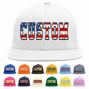 Custom White Vintage USA Flag-Gold Casual Sport Baseball Cap