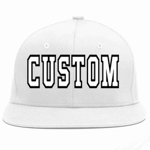 Custom White White-Black Casual Sport Baseball Cap