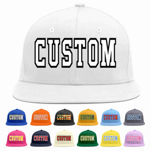 Custom White White-Black Casual Sport Baseball Cap