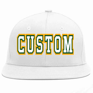 Custom White White-Kelly Green Casual Sport Baseball Cap