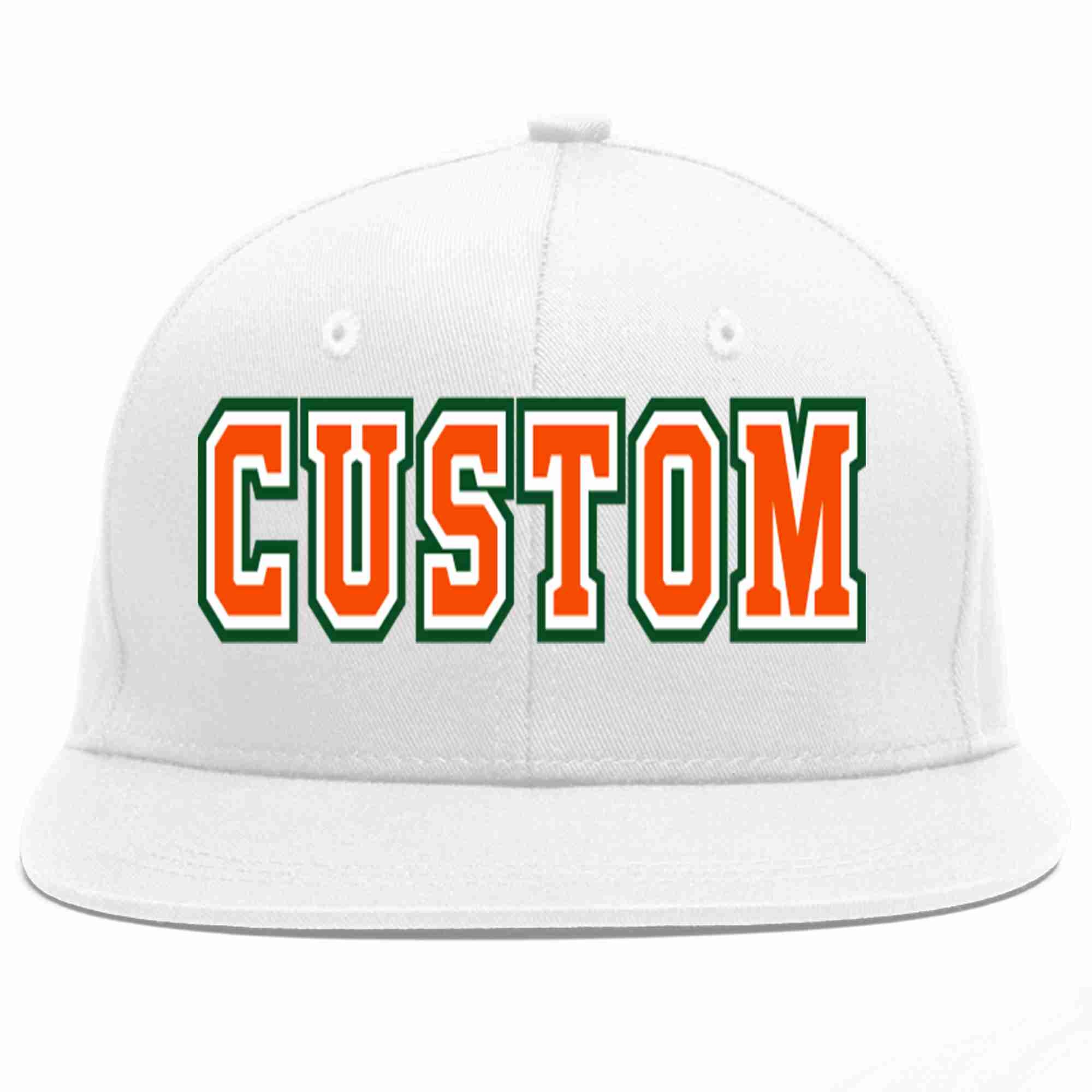 Casquette de baseball sport décontractée personnalisée blanc orange-blanc