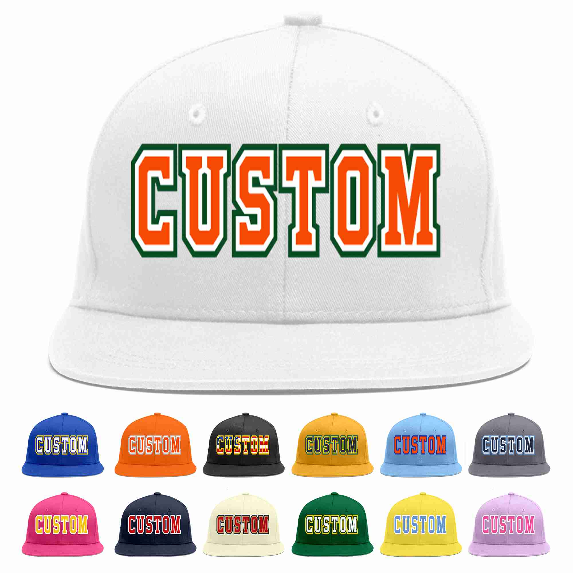 Casquette de baseball sport décontractée personnalisée blanc orange-blanc