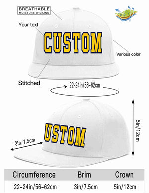 Custom White Gold-Navy Casual Sport Baseball Cap