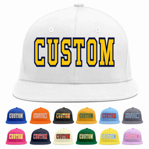 Custom White Gold-Navy Casual Sport Baseball Cap