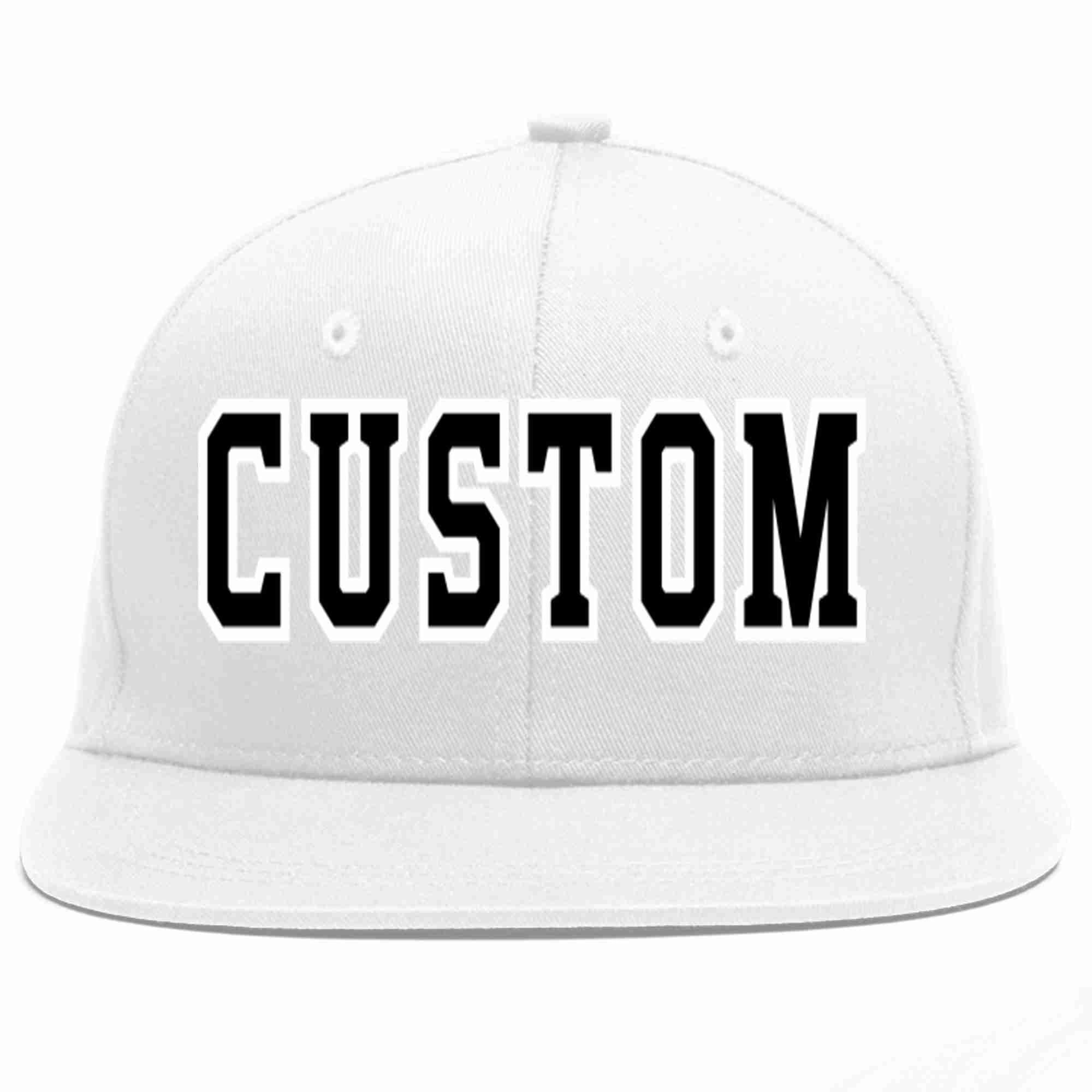 Custom White Black-White Casual Sport Baseball Cap