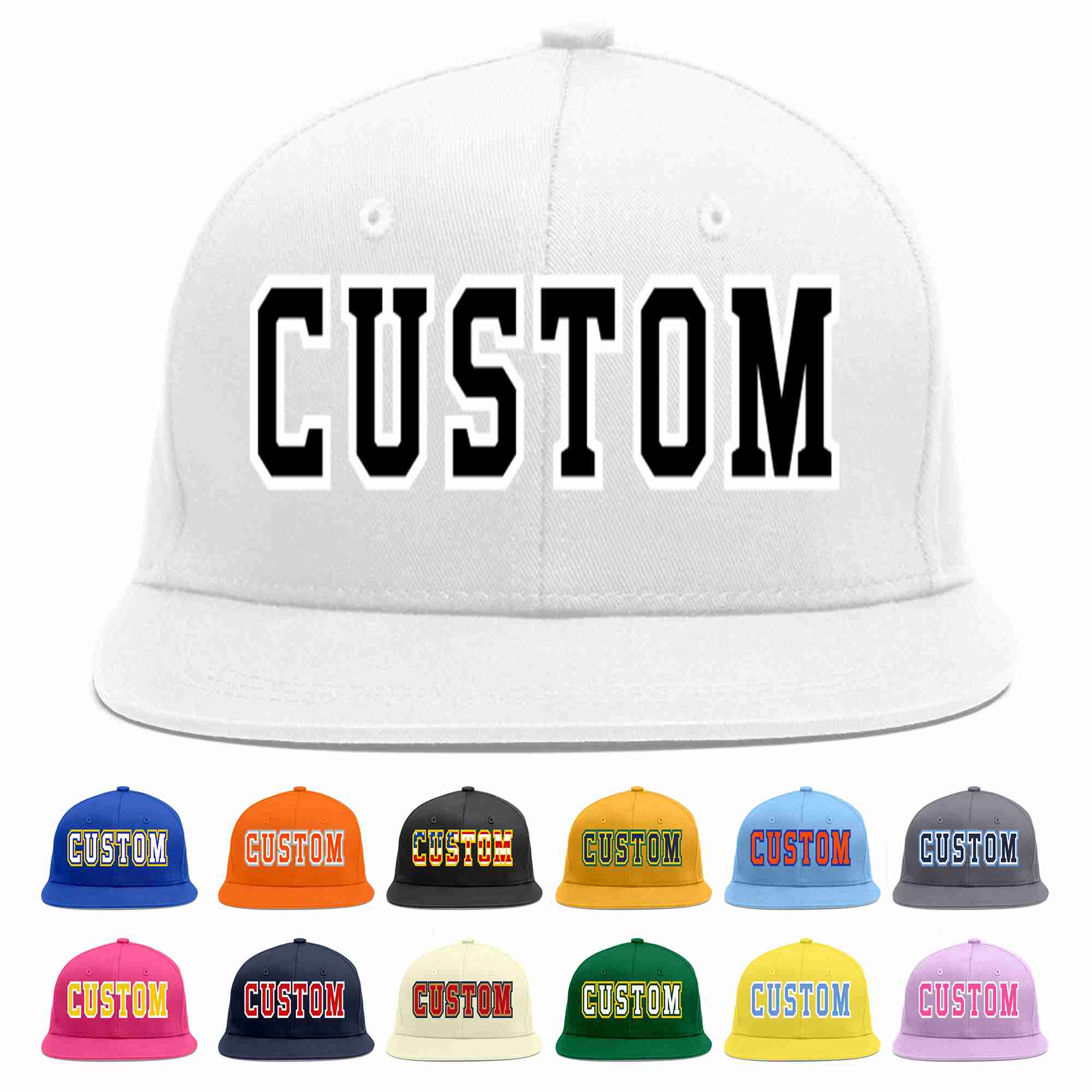 Custom White Black-White Casual Sport Baseball Cap