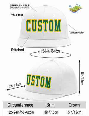 Custom White Kelly Green-Gold Casual Sport Baseball Cap