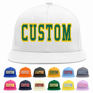 Custom White Kelly Green-Gold Casual Sport Baseball Cap