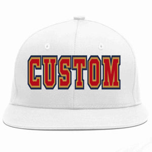 Custom White Red-Old Gold Casual Sport Baseball Cap