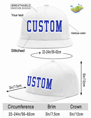 Custom White Royal-White Casual Sport Baseball Cap