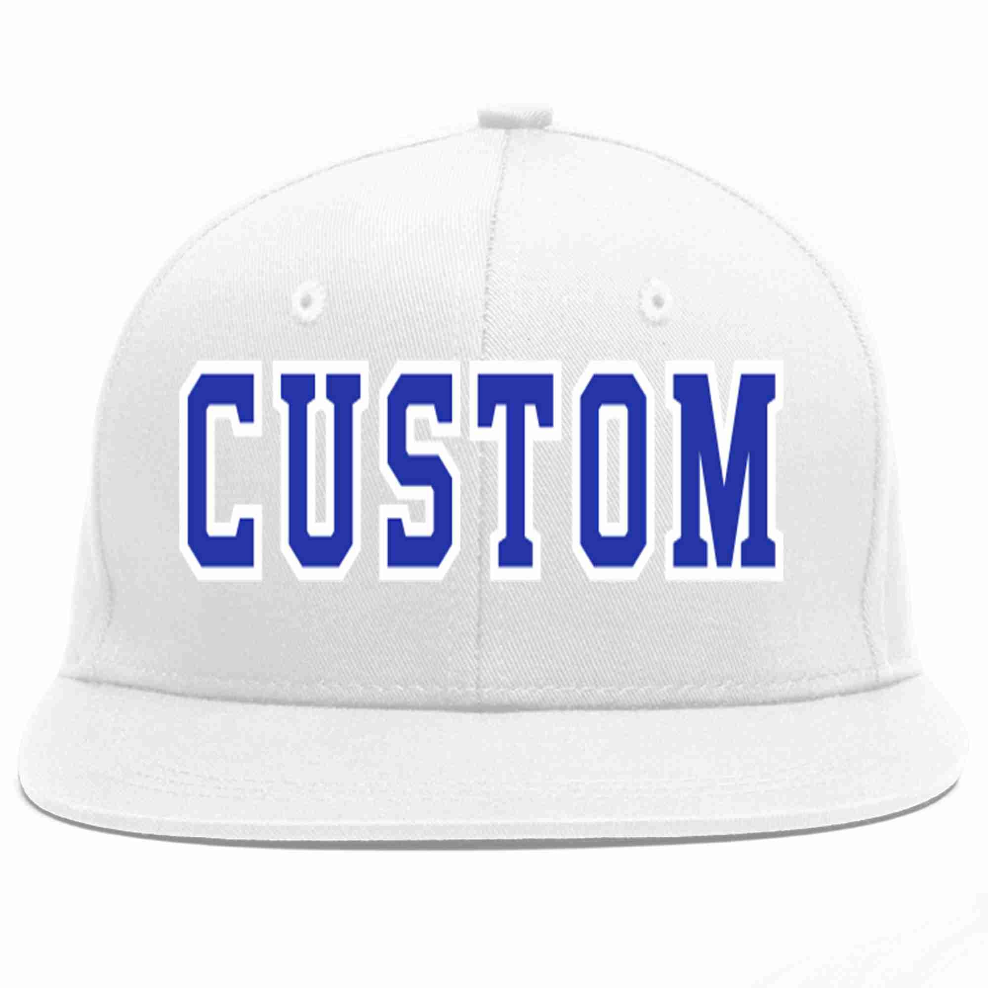 Custom White Royal-White Casual Sport Baseball Cap