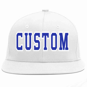 Custom White Royal-White Casual Sport Baseball Cap