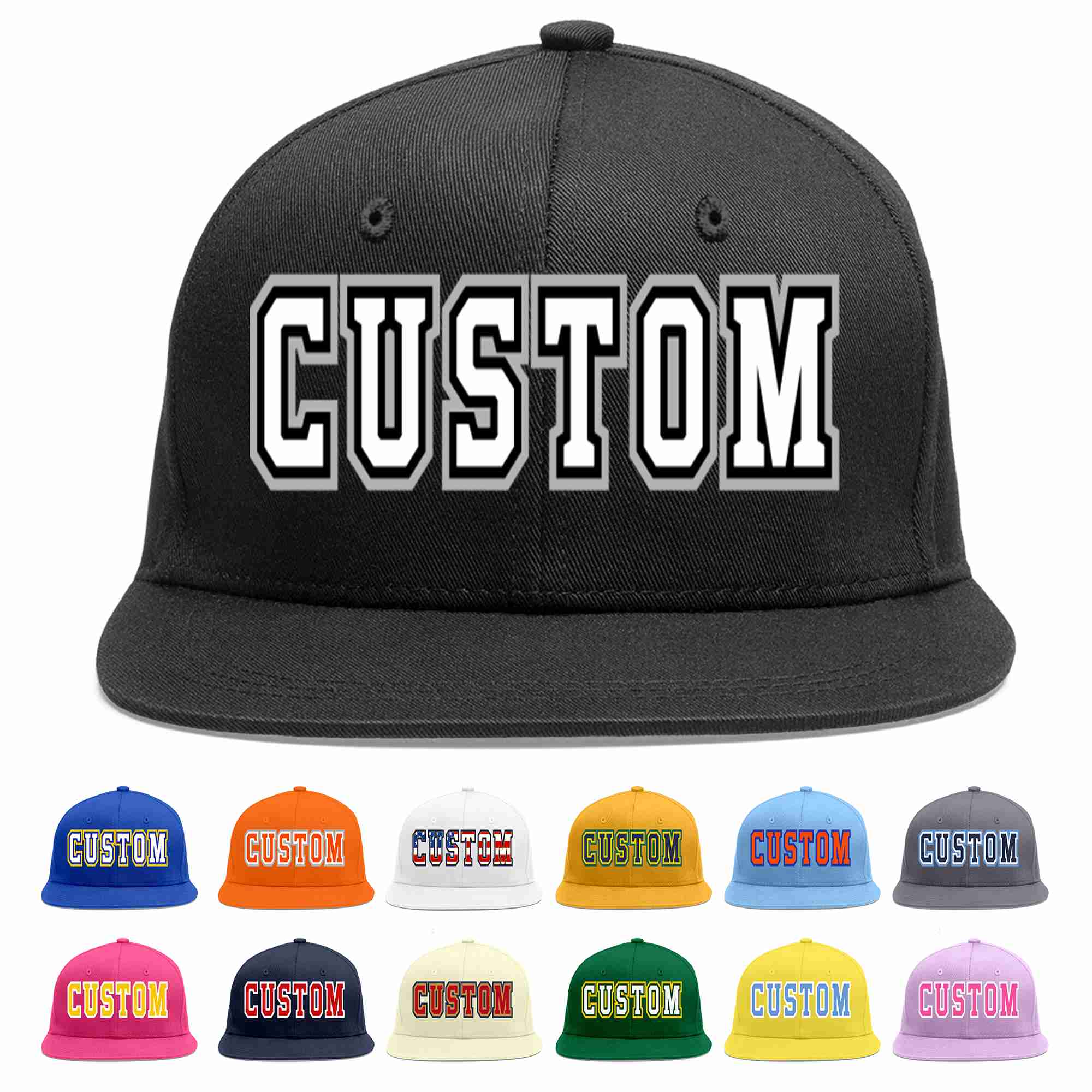 Custom Black White-Black Casual Sport Baseball Cap