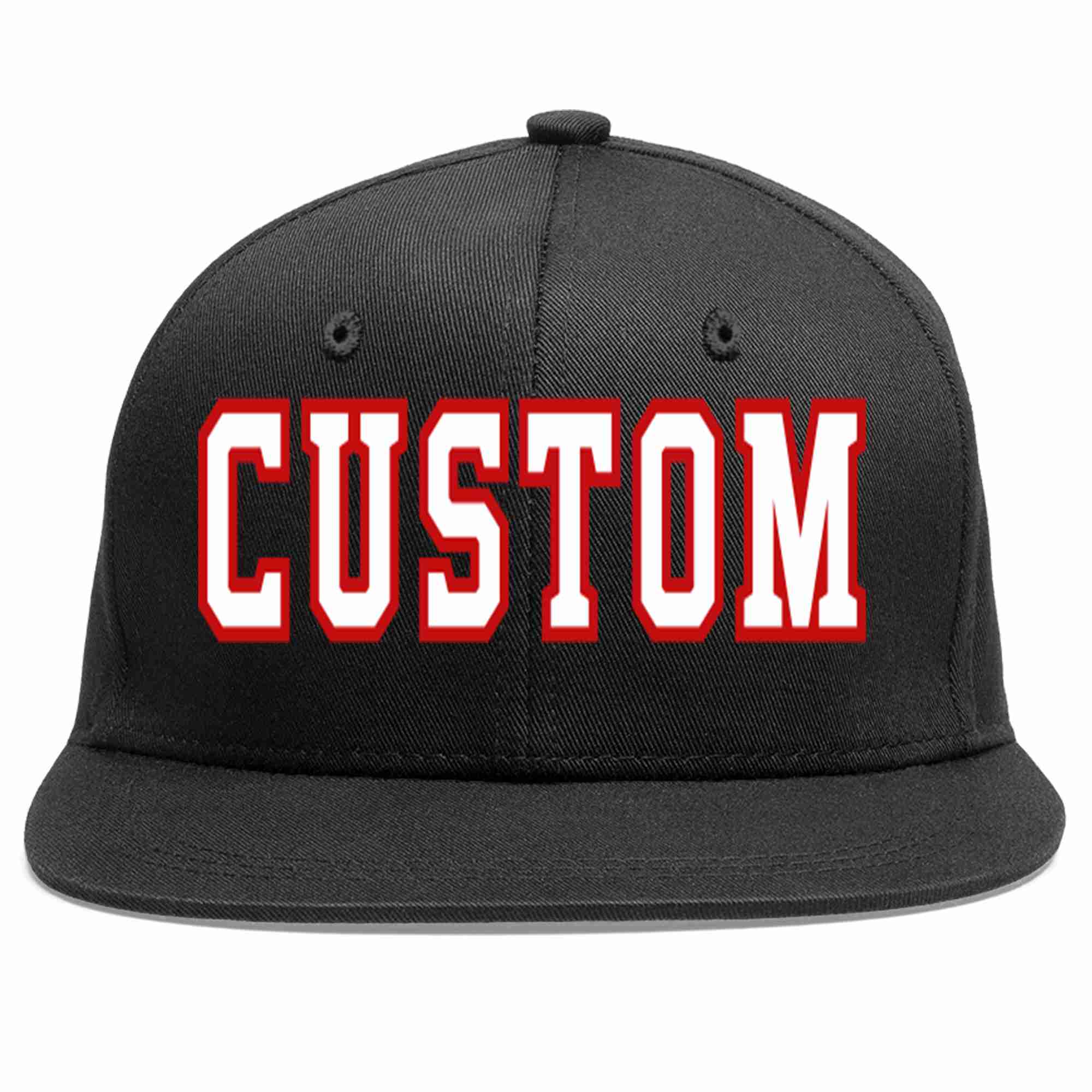 Custom Black White-Red Casual Sport Baseball Cap