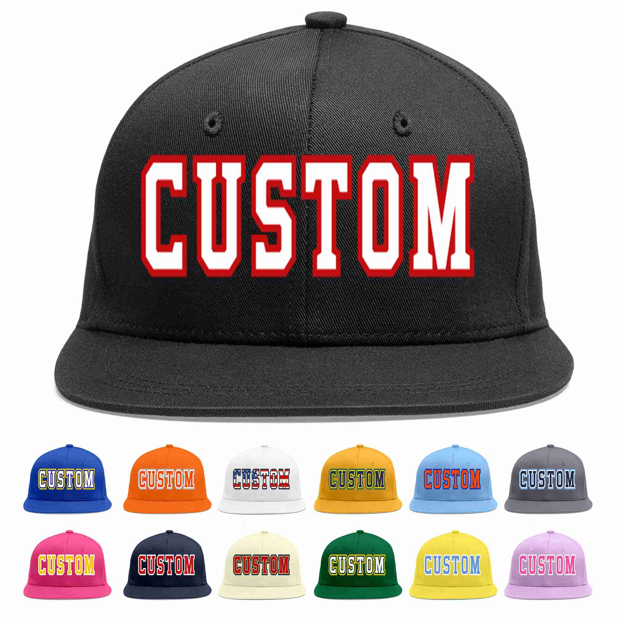 Custom Black White-Red Casual Sport Baseball Cap