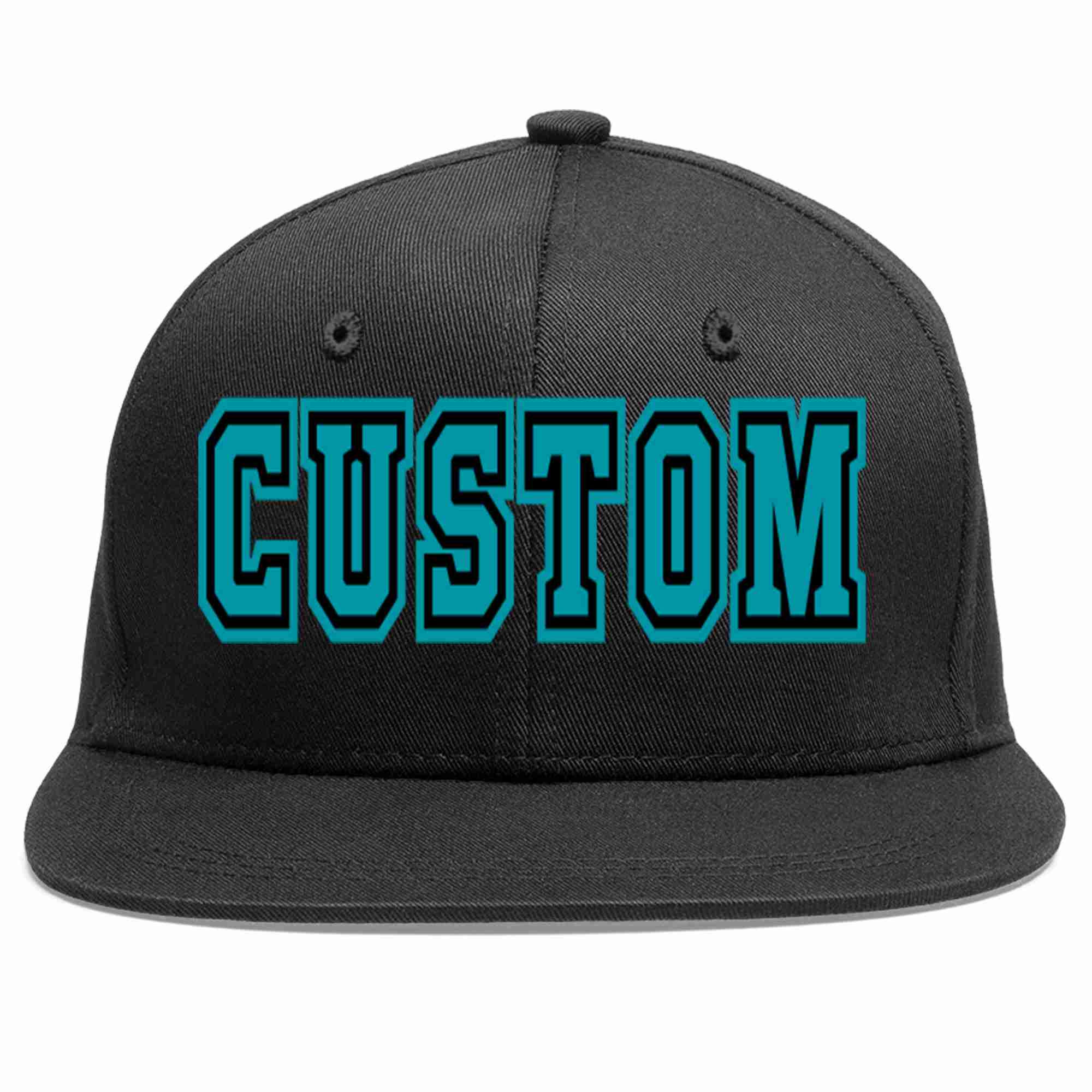 Custom Black Aqua-Black Casual Sport Baseball Cap